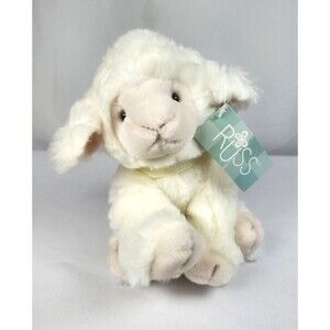 VTG Russ Berrie Woolo Lamb Plush 8" Stuffed Animal Yellow Bow Shaggy Sheep w/Tag